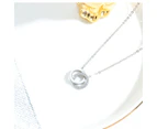 Double Ring Pendant Gold Plated Women's Necklace-Silver