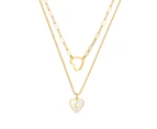 Double Layers Heart Titanium Necklace For Women-Gold