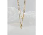 Double Layers Heart Titanium Necklace For Women-Gold