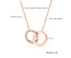 Double Ring Pendant Gold Plated Women's Necklace-Rose Gold