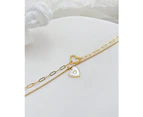 Double Layers Heart Titanium Necklace For Women-Gold