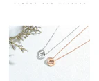 Double Ring Pendant Gold Plated Women's Necklace-Rose Gold