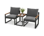 Costway 3PCS Aluminum Frame Patio Furniture Set Table&2 Chair Weatherproof  Set w/ Cushions Grey