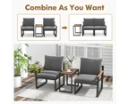 Costway 3PCS Aluminum Frame Patio Furniture Set Table&2 Chair Weatherproof  Set w/ Cushions Grey