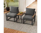 Costway 3PCS Aluminum Frame Patio Furniture Set Table&2 Chair Weatherproof  Set w/ Cushions Grey