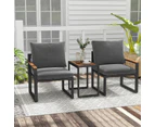 Costway 3PCS Aluminum Frame Patio Furniture Set Table&2 Chair Weatherproof  Set w/ Cushions Grey