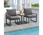 Costway 3PCS Aluminum Frame Patio Furniture Set Table&2 Chair Weatherproof  Set w/ Cushions Grey