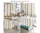 Costway 4-Panel Room Divider on Wheels 1.7×2.2m Folding Privacy Screen Wall Partition Stand Home Living