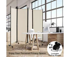 Costway 4-Panel Room Divider on Wheels 1.7×2.2m Folding Privacy Screen Wall Partition Stand Home Living