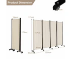 Costway 4-Panel Room Divider on Wheels 1.7×2.2m Folding Privacy Screen Wall Partition Stand Home Living