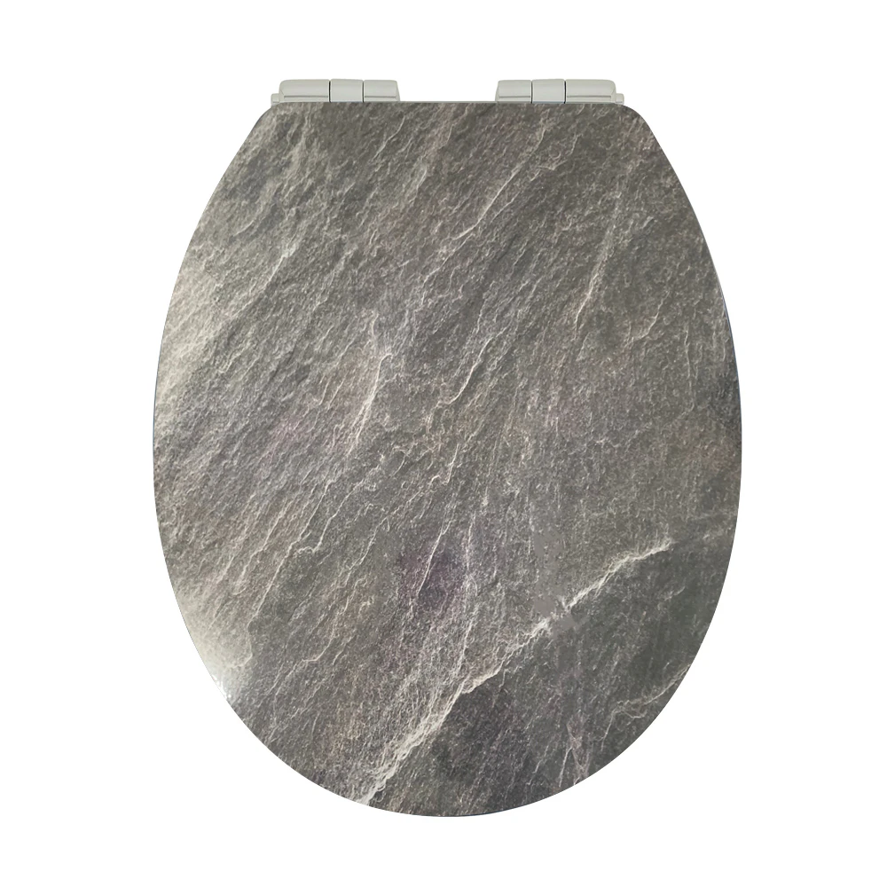 Grey Marble Soft Close Toilet Seat