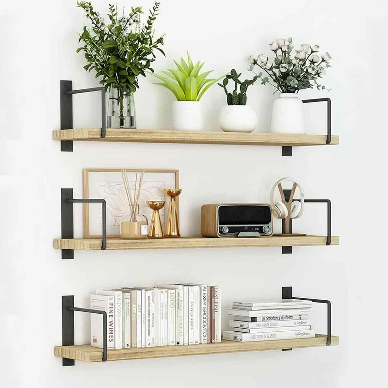 Floating Shelves, 24 In Wall Shelves Set of 3 - Yellow