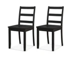 Costway Wooden Dining Chair Set of 2 Durable Classic Dinner Chair Home Kitchen Black