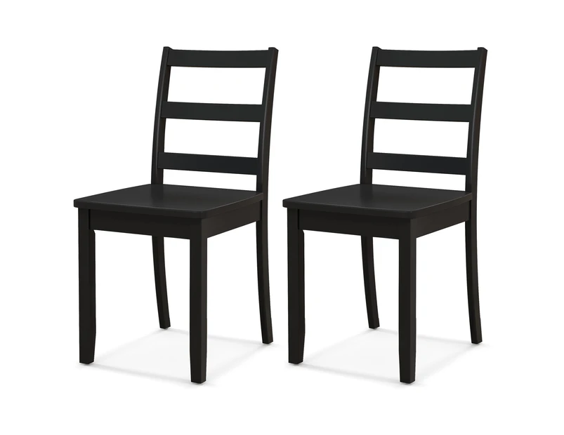 Costway Wooden Dining Chair Set of 2 Durable Classic Dinner Chair Home Kitchen Black