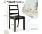 Costway Wooden Dining Chair Set of 2 Durable Classic Dinner Chair Home Kitchen Black