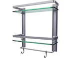 Bathroom Wall Organizer Shelf, 2-Tier Glass - Silver