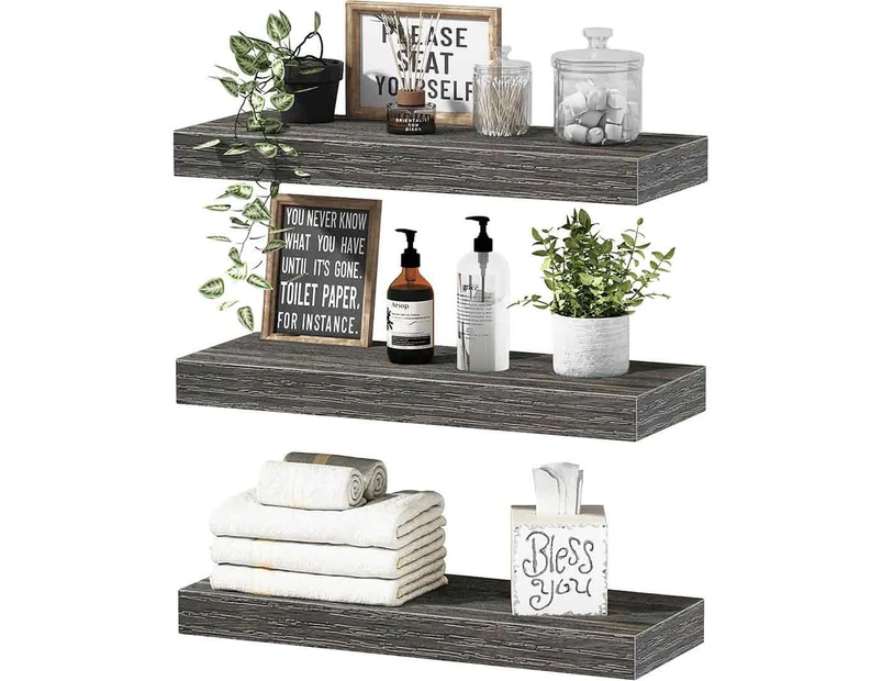 Floating Shelves for Wall 16 inch Set of 3 - Grey