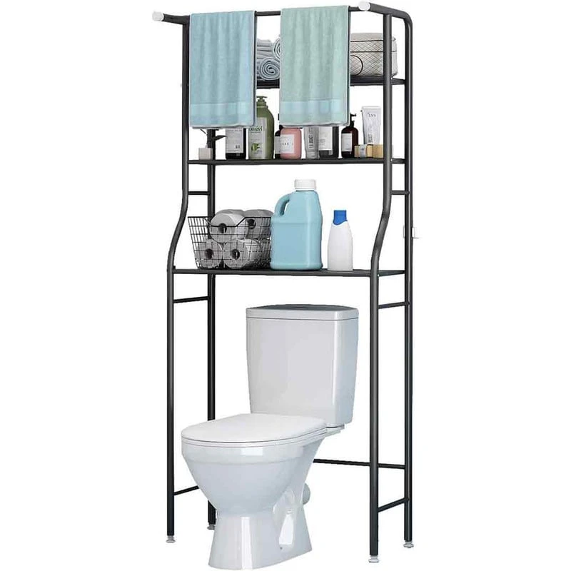 3 Shelf Bathroom Space Saver, Over Toilet Rack - Black