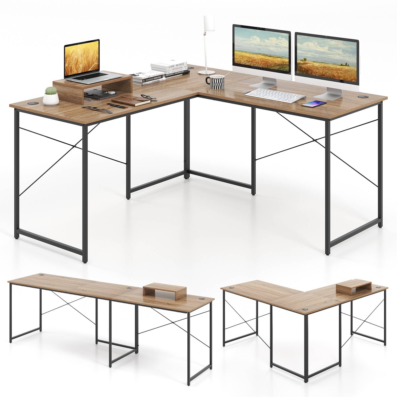 Costway LShaped Computer Desk Workstation Corner Desk Home Office