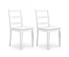 Costway Wooden Dining Chair Set of 2 Durable Classic Dinner Chair Home Kitchen White