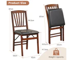 Giantex 2PCS Folding Dining Chair Set Wood Kitchen Chairs w/Padded Seat Dining Side Chairs Brown