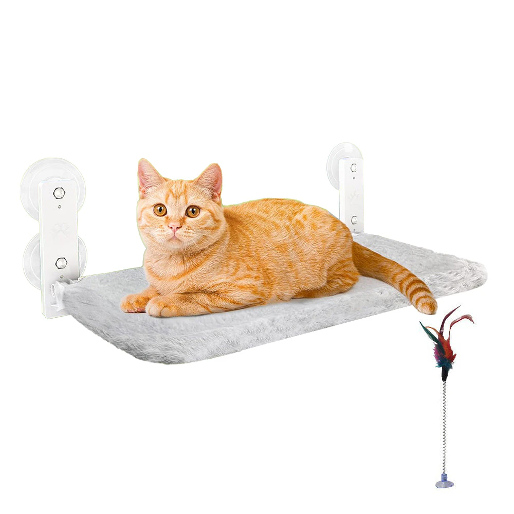 PETSWOL Foldable Cordless Cat Window Perch For Wall With Strong Suction Cups