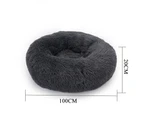 Warm Plush Round Donut Pet Dog Cat Bed Fur Cuddler Soft Puppy Calming Kennel 2 Size