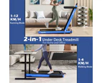 Costway 2in1 Electric Treadmill 12kmh Folding Incline Running Machine w/LED Display&Bluetooth Speaker/Remote Control/Foldable Armrests Home Gym Navy