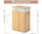 Costway 72L Bamboo Laundry Hamper Cloth Storage Basket  Collapsible Bin Bathroom Natural