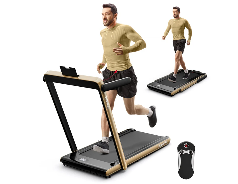 Costway 2 in 1 Electric Treadmill Folding Incline Running Machine w/LED Display & Remote Control Yellow