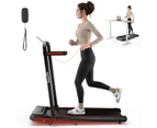 Costway 2 in 1 Folding Treadmill Electric Desk Walking Pad Incline Exercise Machine 3.0HP/15 km/h, APP & LED Display Red