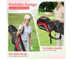 Costway Golf Cart Bag Portable Golf Club Bag Travel Bag w/14 Full Length Dividers & Rain Hood Red