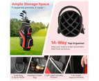 Costway Golf Cart Bag Portable Golf Club Bag Travel Bag w/14 Full Length Dividers & Rain Hood Red