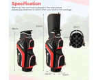 Costway Golf Cart Bag Portable Golf Club Bag Travel Bag w/14 Full Length Dividers & Rain Hood Red