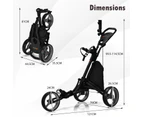 Costway Foldable Golf Buggy Trolley 3 Wheels Golf Club Push Cart Adjustable w/Seat/Storage Bag/Umbrella Holder, Grey