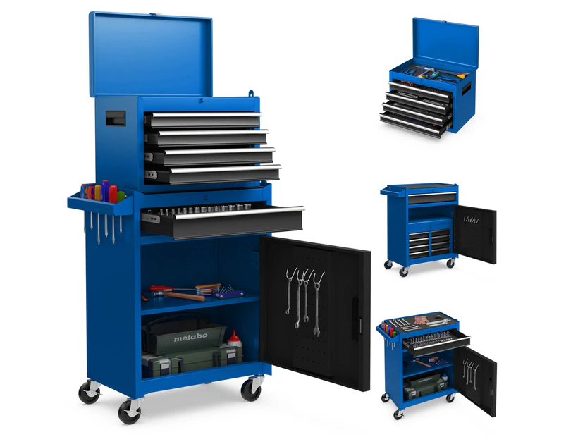 Costway 5-Drawer Detachable Tool Storage Cabinet Rolling Tool Chest  w/High Capacity Blue