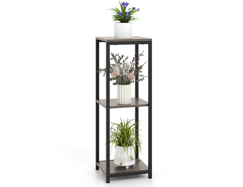 Costway 3-tiered flower shelves Plant Display Holder Plant Rack Flower Stand Grey