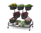 Costway A-Shaped Garden Planter Box Flower Stand on Universal Wheels Black