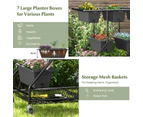 Costway A-Shaped Garden Planter Box Flower Stand on Universal Wheels Black