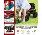 Costway Swivel Seat Garden Cart Rolling Scooter  w/ Extendable Handle & Tool Storage Red