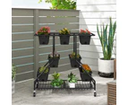 Costway A-Shaped Garden Planter Box Flower Stand on Universal Wheels Black