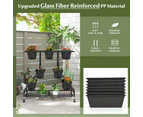 Costway A-Shaped Garden Planter Box Flower Stand on Universal Wheels Black