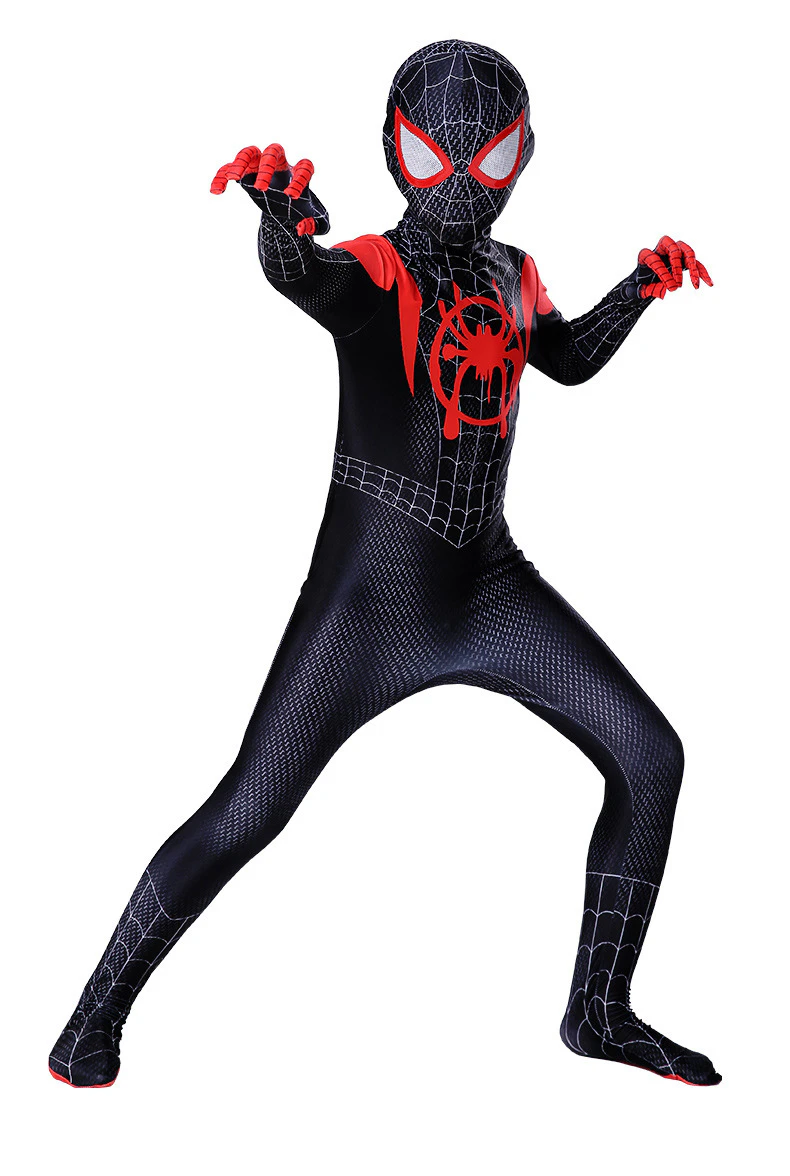 Kids Black Spiderman Costume Into the Spider-Verse Miles Morales Cosplay