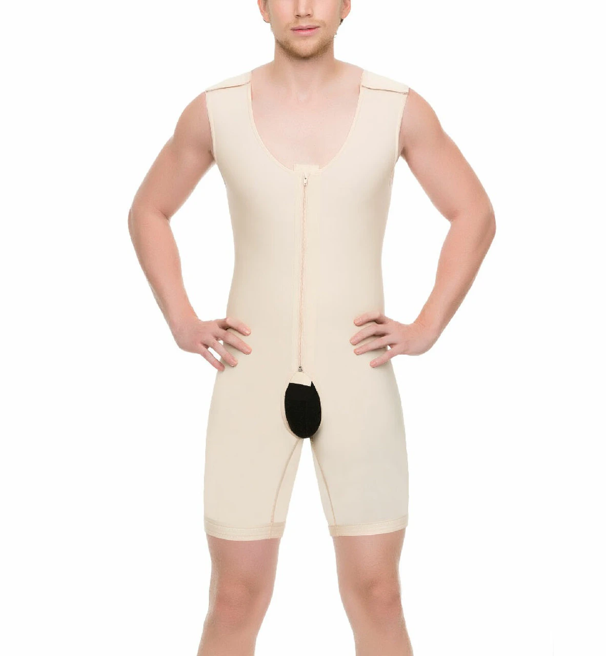 Isavela Male Post Surgical (Stage 1)Compression Body Suit w/ Zipper (Sleeveless) - Beige