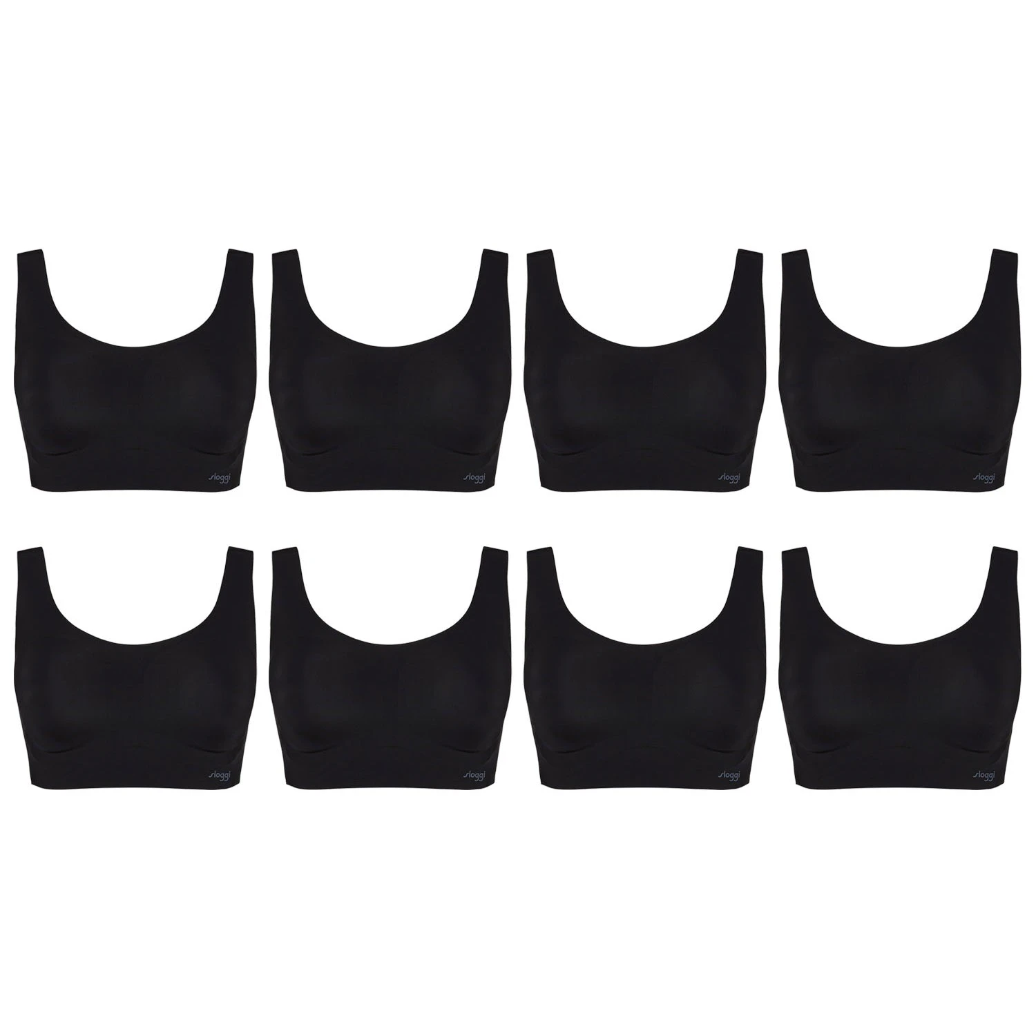 8 Pack Sloggi Zero Feel Invisible Comfort Womens Padded Bras Crop Top Black Bulk