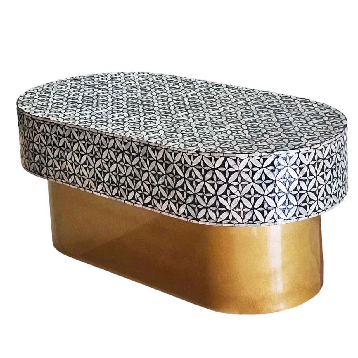 Mother of pearl Monochrome Pearl Oval Coffee Table