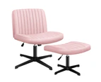 ALFORDSON Office Chair Computer Executive Seat Work Ottoman Velvet Pink