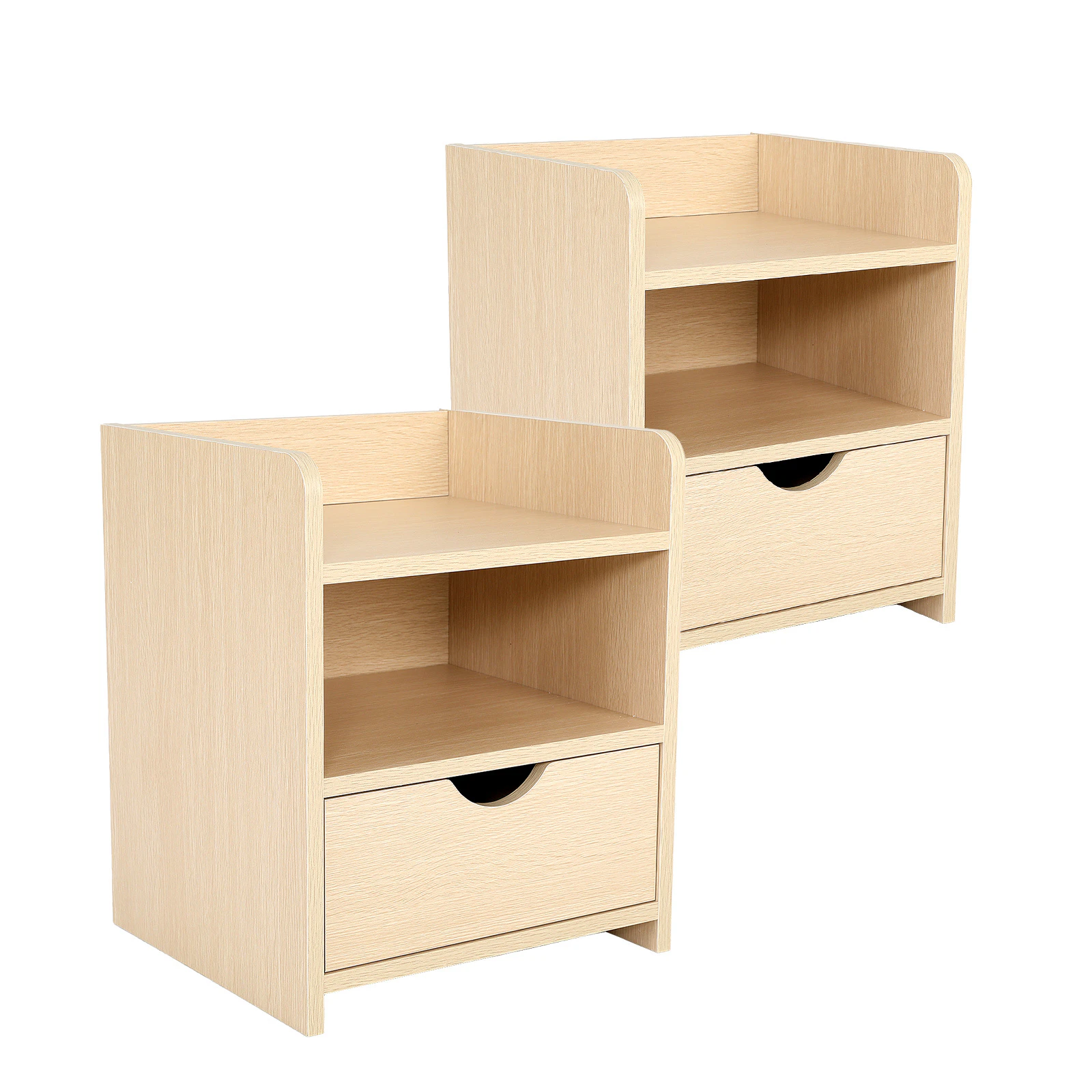 La Bella 2 Set Bedside Table Side Storage Cabinet Nightstand Bedroom 1 Drawer 2 Shelf LARK - Oak