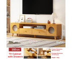 Bamboo European Style TV Cabinet Entertainment Unit Stand With Bamboo Storage Drawers