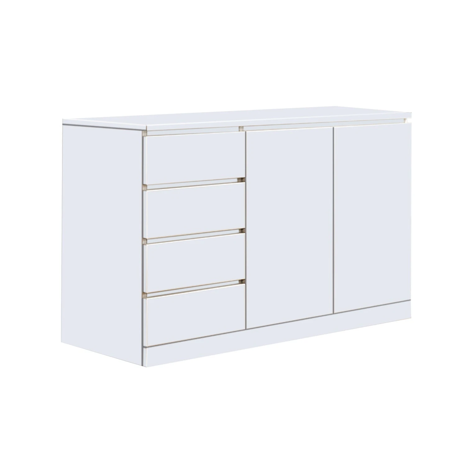 Foret Dresser Tallboy Lowboy Cabinet Bedroom Storage Chest 4 Drawers Wood White 2 Doors